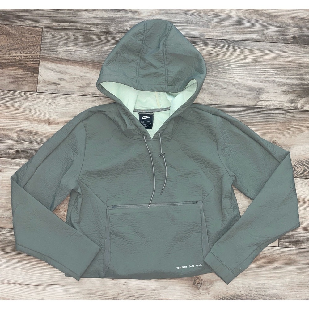 Nike Tech Pack Packable Cropped Green Hoodie Size Small